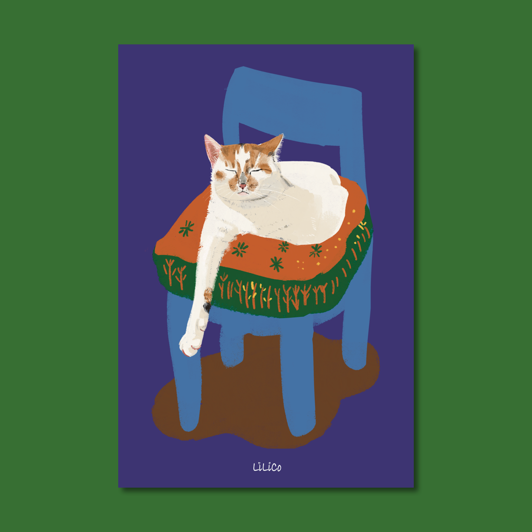 Cat On Chair | A6 Print