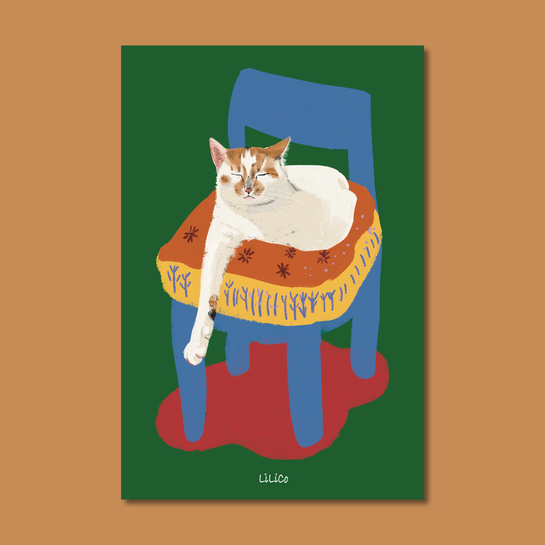 Cat On Chair | A6 Print