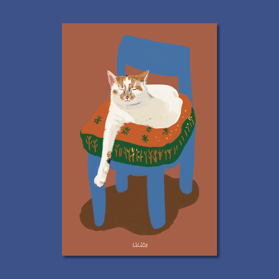 Cat On Chair | A6 Print