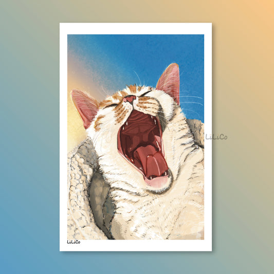 Yawning Cat | A6 Print